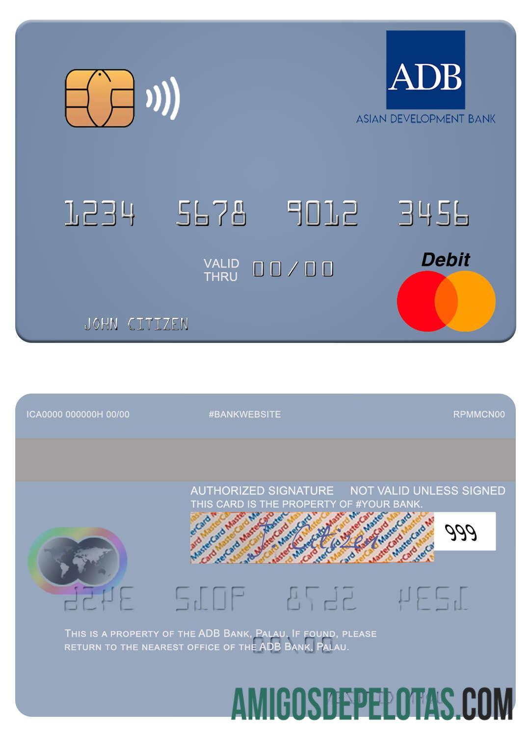 Palau ADB Bank Mastercard template